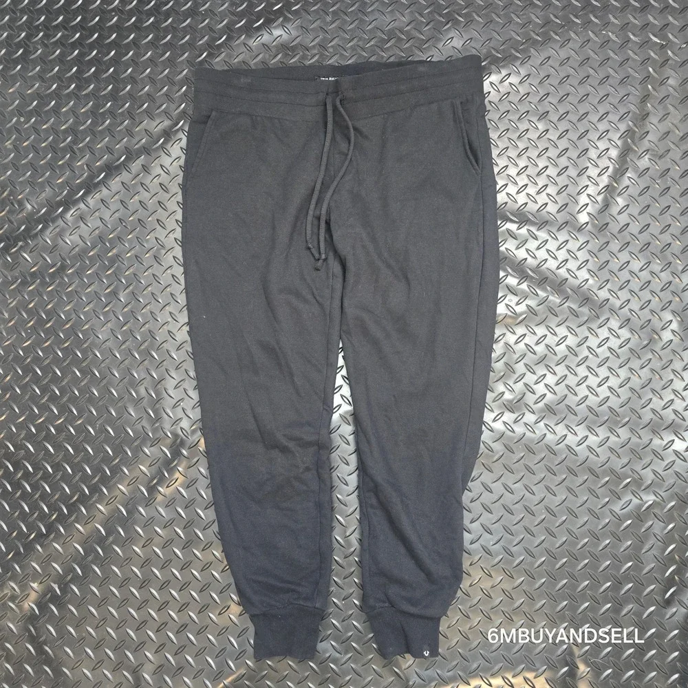 True Religion Mens Black Jogger Sweatpants Drawstring Fleece‎ Pants L 36809-00